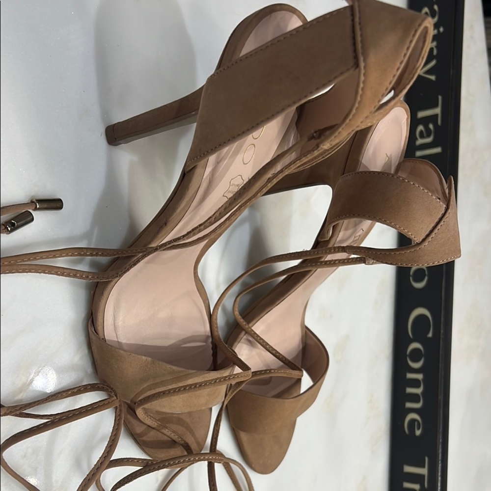 Aldo Tan Stiletto Heels with Ankle Strap